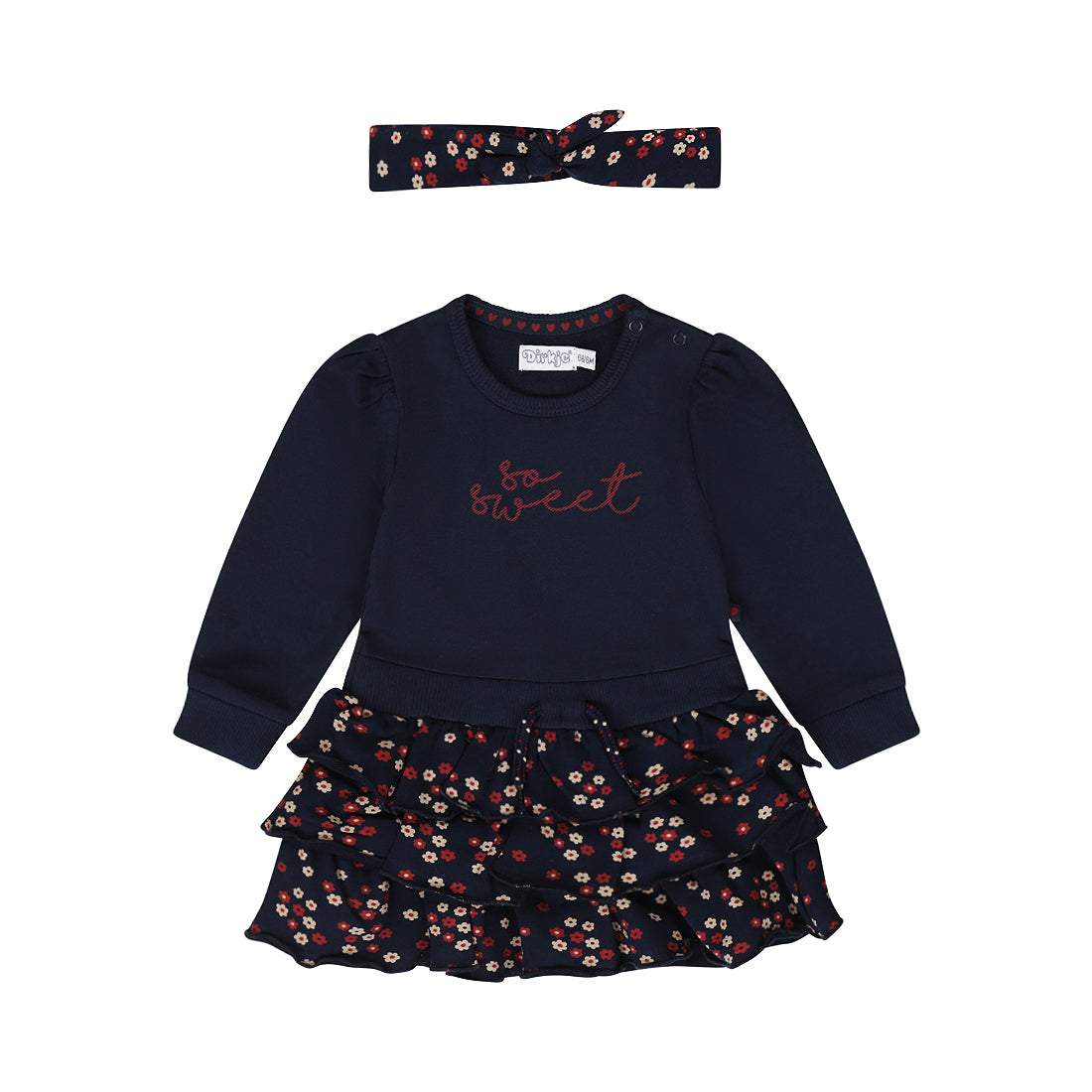 Vestitino Bimba In Maglia Beige Mélange Con Testa Di Volpe - DIRKJE Taglia 68 (4-6 Mesi)